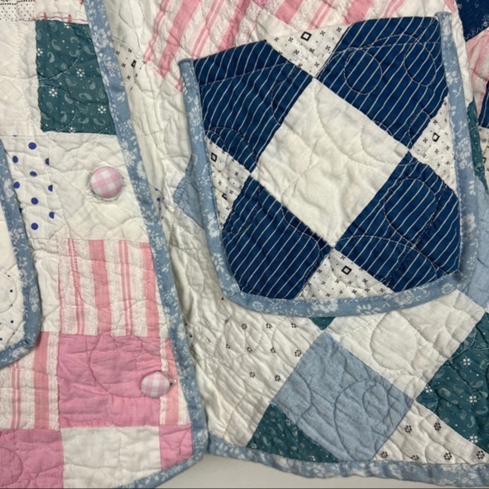 Lindsey Berns Rare Colorblock Embroidered Quilt Coat - Picture 5 of 9
